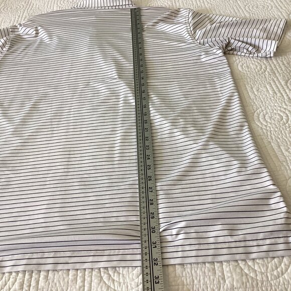 Peter Millar Summer Comfort Polo Shirt XL White & Navy Striped Short Sleeve Mens - Picture 7 of 13
